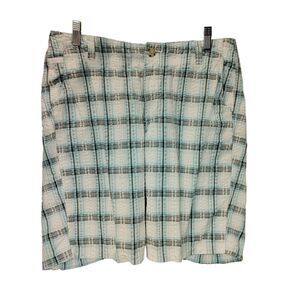 Dockers Collection Favorite Fit Women's White/Blue Plaid Shorts 12